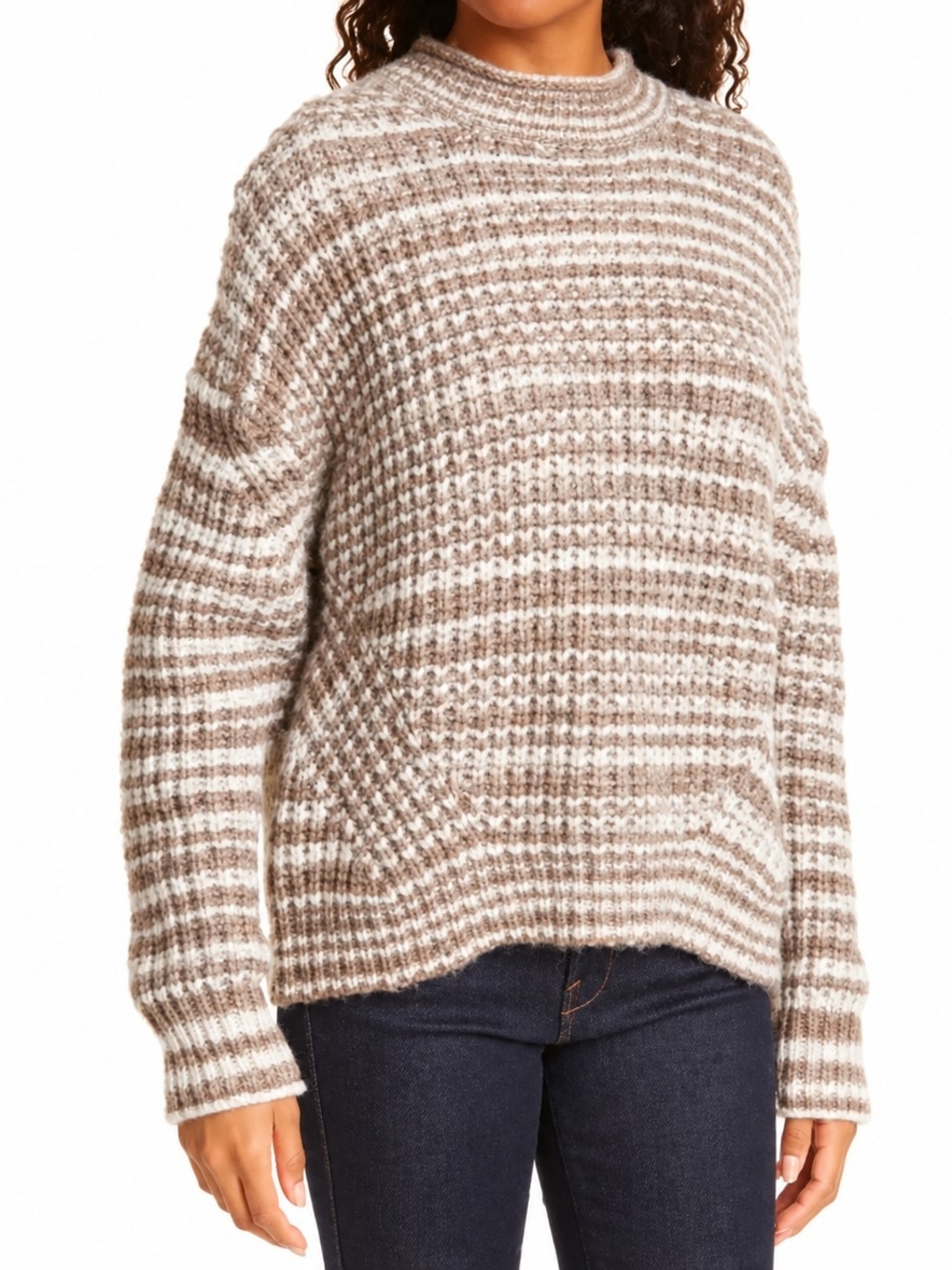 Rails Echo Sweater Brown White Space Dye Alpaca Wool Blend Chunky Knit S